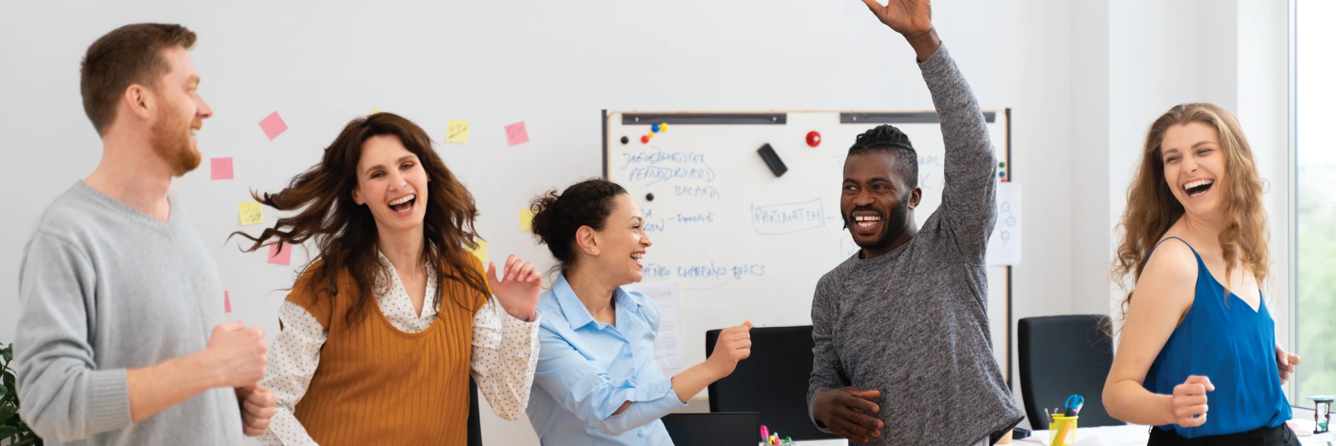 Call center agents enjoying themselves at work